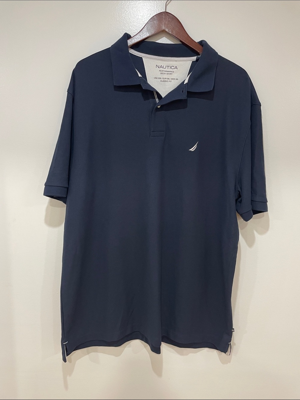 Men’s Nautical performance deck polo shirt XXL navy blue